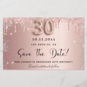 Begroting 30e verjaardag roos glitter sparen de da (Voorkant)