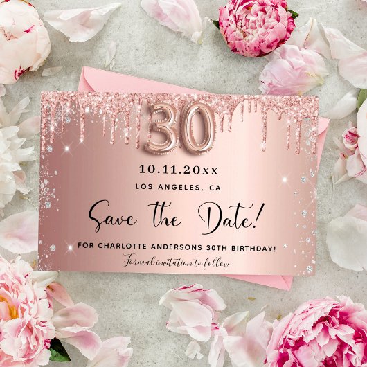 Begroting 30e verjaardag roos glitter sparen de da