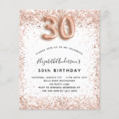 Begroting 30e verjaardag roos gouden uitnodiging (Voorkant)
