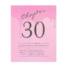 Begroting 30e verjaardag Roze Gray Uitnodiging
