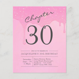 Begroting 30e verjaardag Roze Gray Uitnodiging Flyer
