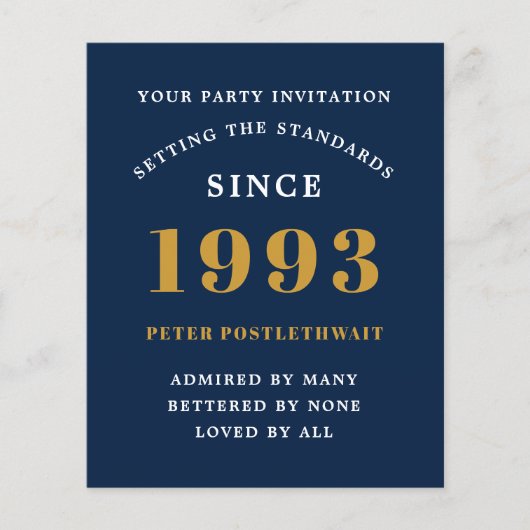 Begroting 30e verjaardag uitnodiging 1993 Blauw go Flyer (Voorkant)