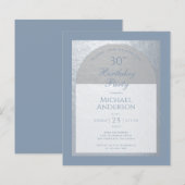 Begroting 30th Birthday Dusty Blue Silver Invitati (Voorkant / Achterkant)