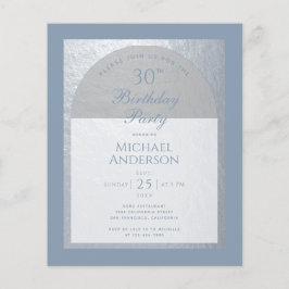 Begroting 30th Birthday Dusty Blue Silver Invitati