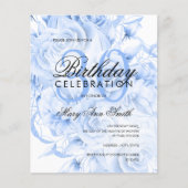 Begroting 30th Birthday Floral Navy Blue Invite Flyer (Voorkant)
