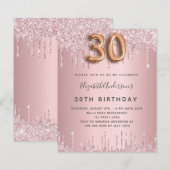 Begroting 30th Birthday roze stoffige roos glitter (Voorkant / Achterkant)