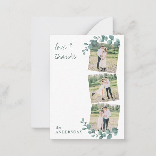 Begroting 3 Foto's Eucalyptus Weddenschap Dank u Notitiekaartje (Voorkant)