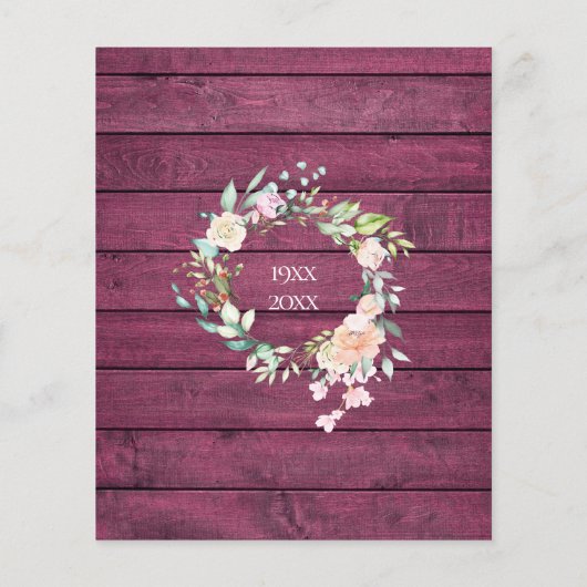 Begroting 40e Jubileum Rustic Ruby Wood Invite (Achterkant)