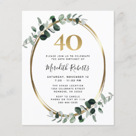 Begroting 40e verjaardag Eucalyptus Gold Party Uit