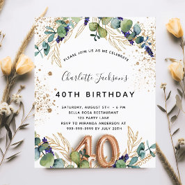 Begroting 40e verjaardag eucalyptus greenery glitt