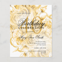 Begroting 40e verjaardag Floral Gold Invite