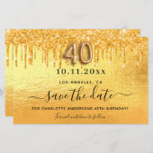 Begroting 40e verjaardag goud glitter sparen de da (Voorkant / Achterkant)