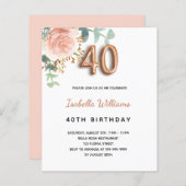 Begroting 40e verjaardag roos goud eucalyptusflora (Voorkant / Achterkant)