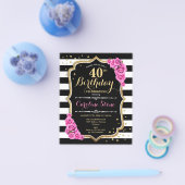 Begroting 40e verjaardag Roze zwarte uitnodiging Flyer (Enkel)