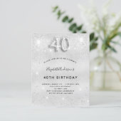 Begroting 40e verjaardag zilveren glitter-uitnodig (Staand voorkant)