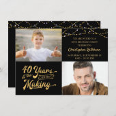 Begroting 40th Birthday 2 Uitnodiging voor fotobew (Voorkant / Achterkant)
