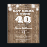 Begroting 40th Birthday Barn Wood Eat Drink & Draa<br><div class="desc">Eet de Drink en draai 40 Rustic Country Barn Wood met een reeks lichtdraden en een ontwerp van de jatlantaarns,  gemakkelijk te personaliseren met de sjablonen die voor u zijn ingesteld.</div>