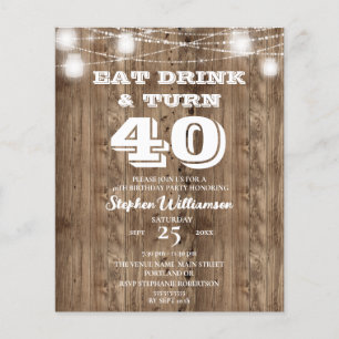 Begroting 40th Birthday Barn Wood Eat Drink & Draa