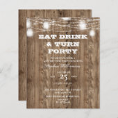 Begroting 40th Birthday Barn Wood Eat Drink & Draa (Voorkant / Achterkant)
