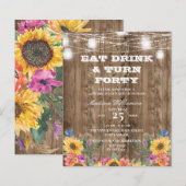 Begroting 40th Birthday Barn Wood Sunflower & Lich (Voorkant / Achterkant)