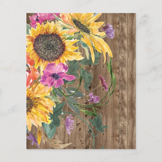 Begroting 40th Birthday Barn Wood Sunflower & Lich (Achterkant)