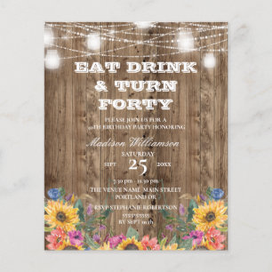 Begroting 40th Birthday Barn Wood Sunflower & Lich
