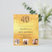 Begroting 40th Birthday gold glitter druppelt foto (Staand voorkant)