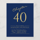 Begroting 40th Birthday Invitation Navy Blue Flyer (Voorkant)
