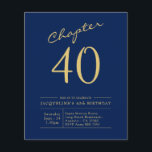 Begroting 40th Birthday Invitation Navy Blue Flyer<br><div class="desc">Verfijnde en elegante uitnodiging van de manuscriptverjaardag. LAGE BUDGET INVITATION FLYERS. *** OPMERKING: deze budgetoptie is een flyer (geen enveloppen inbegrepen) dus de lage prijs - De SATIN-optie is de dikkere keuze. Het ontwerp heeft een extra sjabloon aan de achterzijde (ja, toegevoegde waarde!) voor extra details zoals RSVP, richtingen enz....</div>