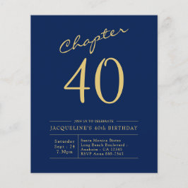 Begroting 40th Birthday Invitation Navy Blue Flyer