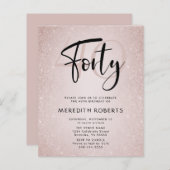 Begroting 40th Birthday Modern Script Birthday Inv (Voorkant / Achterkant)