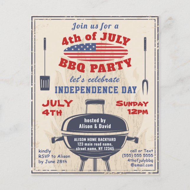 BEGROTING 4 JULI  uitnodiging van de BBQ (Voorkant)