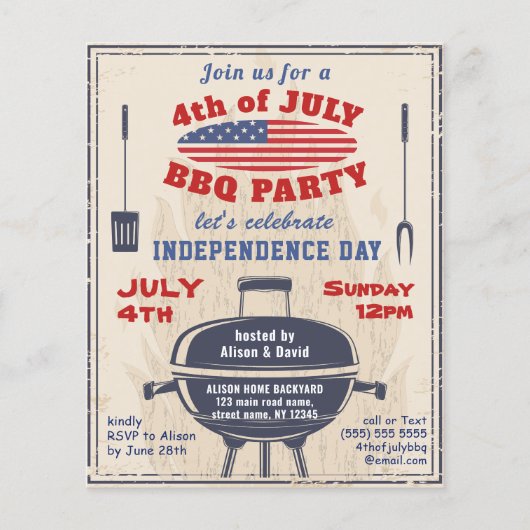 BEGROTING 4 JULI  uitnodiging van de BBQ Flyer (Voorkant)