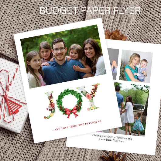 Begroting 4 kerstbegroeten familie met fotocollage flyer