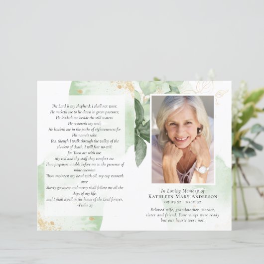 Begroting 4-pagina Greenery Funeral Programme (Staand voorkant)