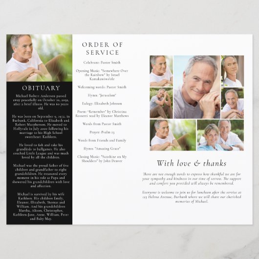 Begroting 4-pagina Marble Funeral Programme (Achterkant)