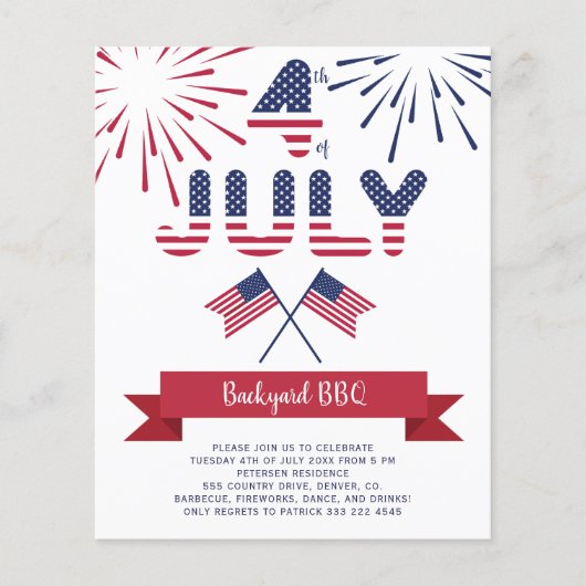 Begroting 4e juli 2004: uitnodiging van patriottis flyer (Voorkant)