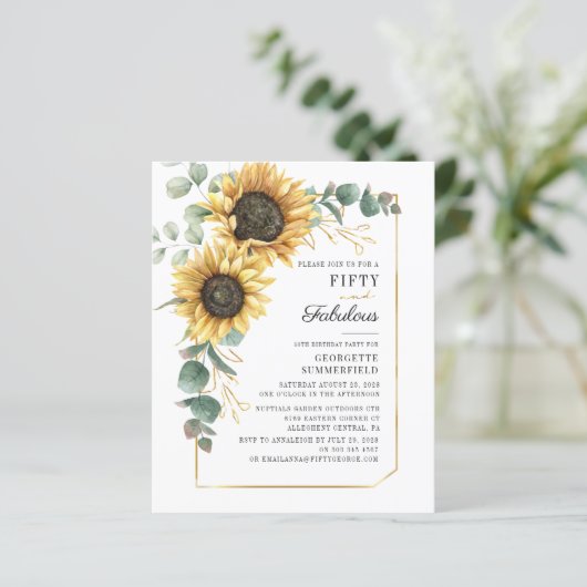 Begroting 50 Fabulous Eucalyptus Sunflower Birthda (Staand voorkant)