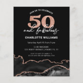 Begroting 50 Fabulous Roos Glitter Birthday Invite (Voorkant)