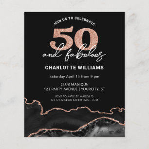 Begroting 50 Fabulous Roos Glitter Birthday Invite