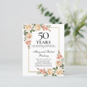 Begroting 50e Jubileum nodigt Ivory Roos Floral ui (Staand voorkant)