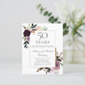 Begroting 50e Jubileum nodigt Paarse roze Floral u (Staand voorkant)