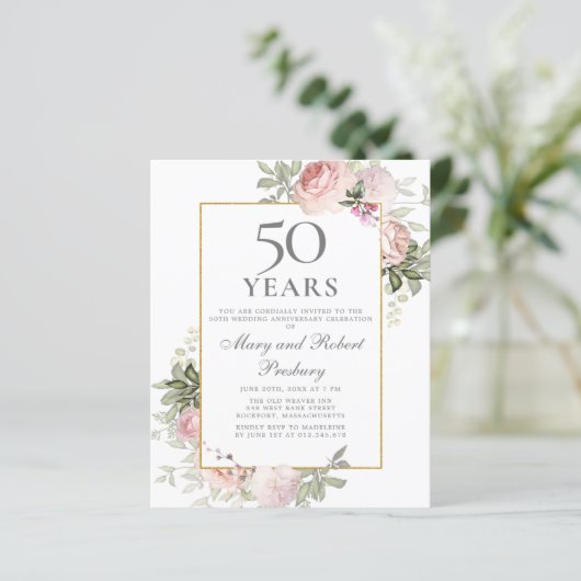 Begroting 50e Jubileum - Roze Floral (Staand voorkant)