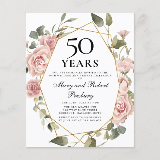 Begroting 50e Jubileum - Roze Floral (Voorkant)