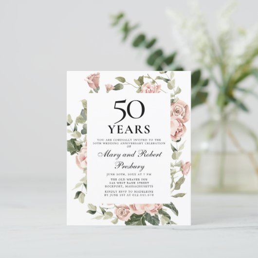 Begroting 50e Jubileum - Roze Floral (Staand voorkant)