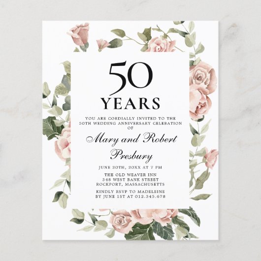 Begroting 50e Jubileum - Roze Floral (Voorkant)