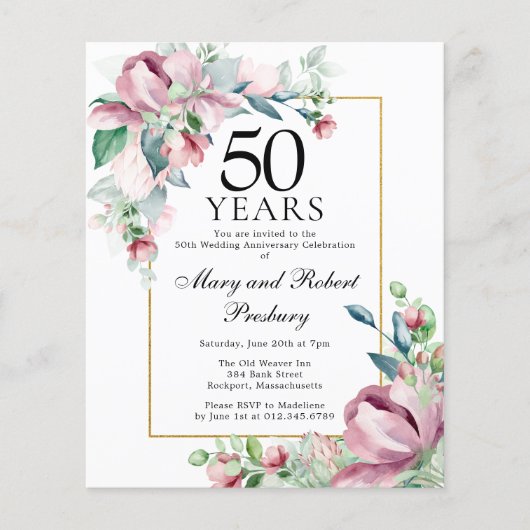 Begroting 50e Jubileum - Roze Floral (Voorkant)