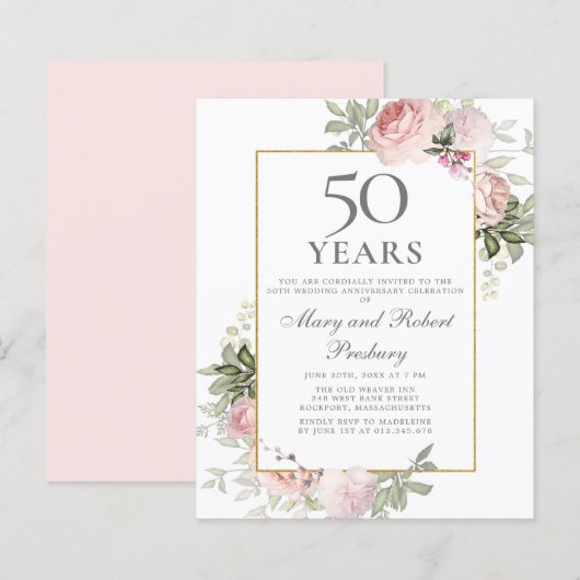 Begroting 50e Jubileum - Roze Floral (Voorkant / Achterkant)