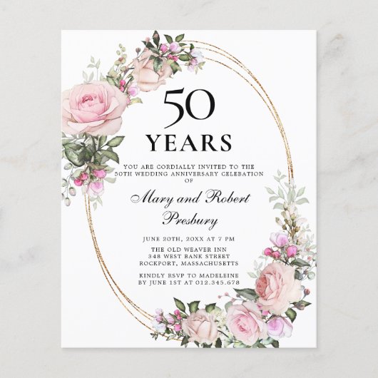 Begroting 50e Jubileum - Roze Floral (Voorkant)