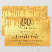 Begroting 50e verjaardag goud glitter sparen de da (Voorkant / Achterkant)